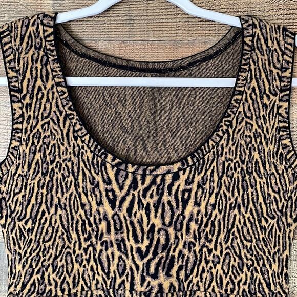 BCBGMAXAZRIA Alonya Leopard Print Peplum Tank Top Camel Combo SZ Medium - Picture 5 of 11
